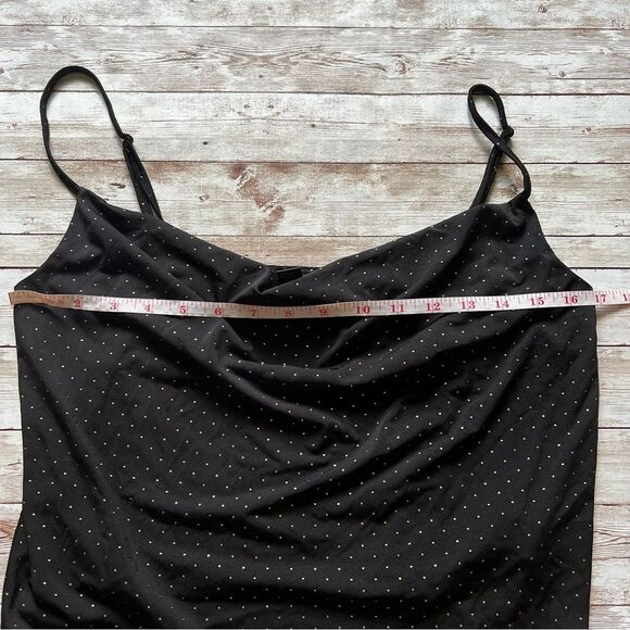 Forever 21 Drape Neck Gold Rhinestone Embellished Crop Tank Black Size Large - Picture 5 of 6